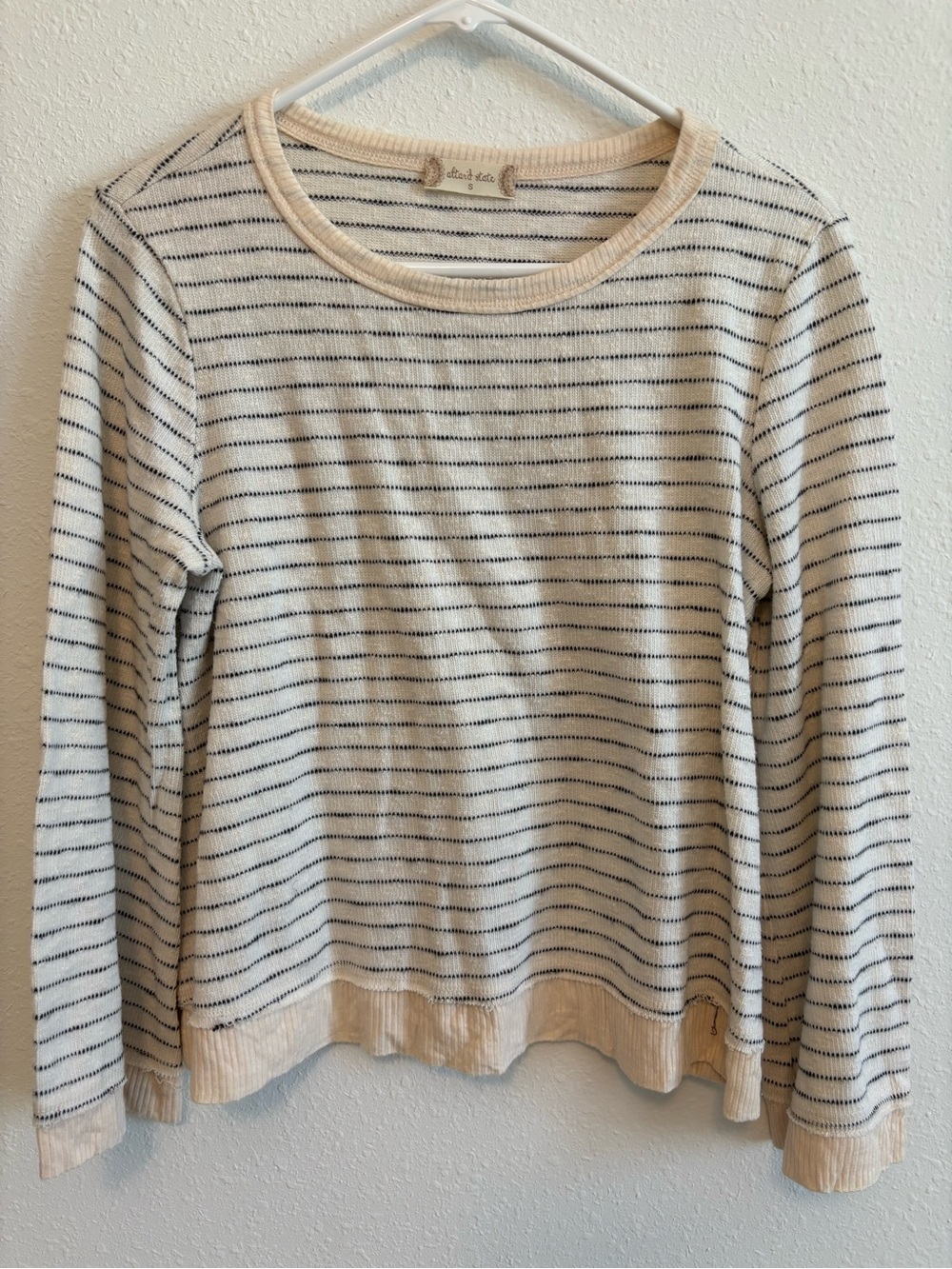 Altar'd State Cream and Black Striped Long Sleeve Small
